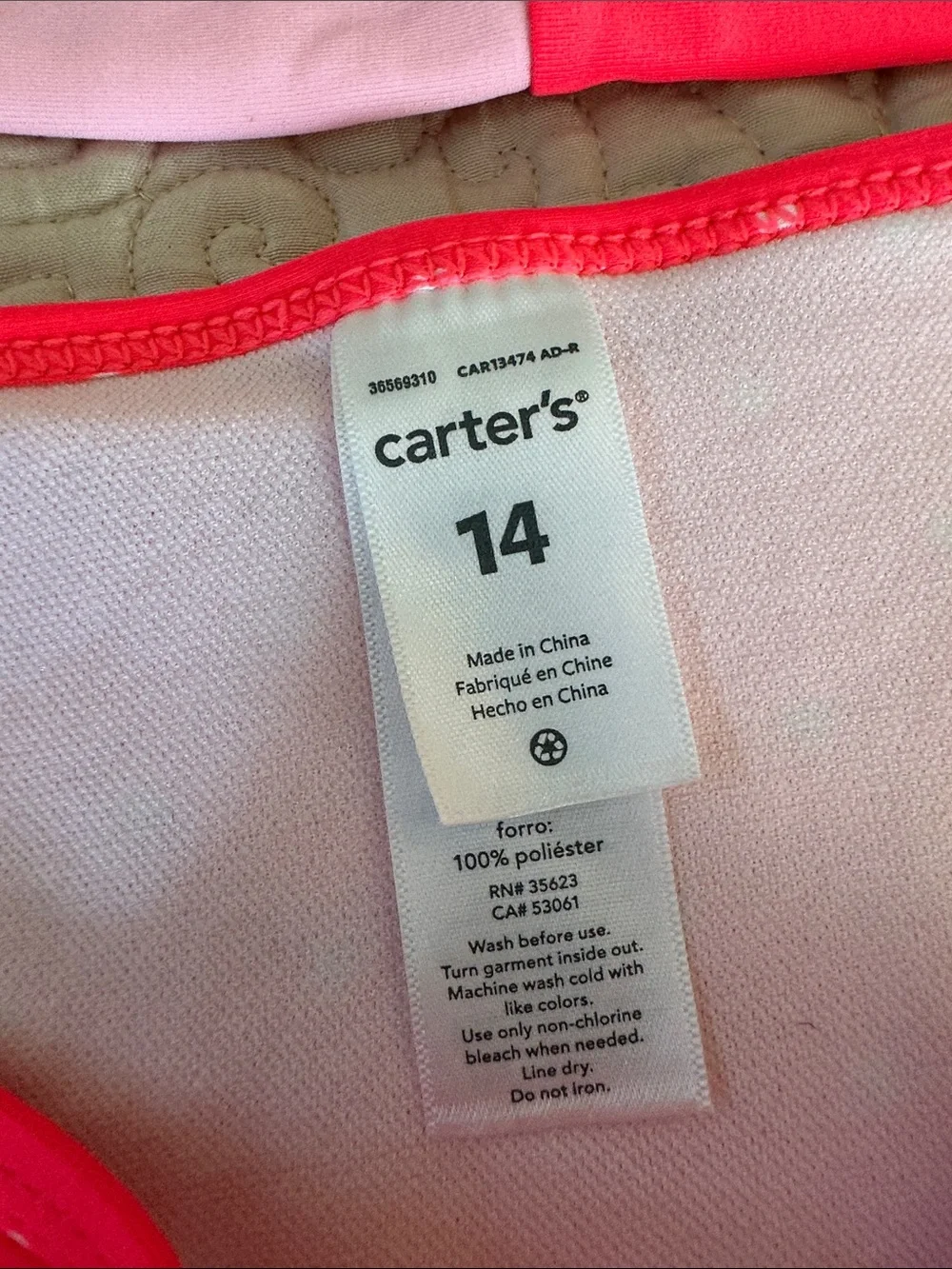 Carter's Pink and Hot Pink Girls' Two-Piece Rash Guard Bikini Set